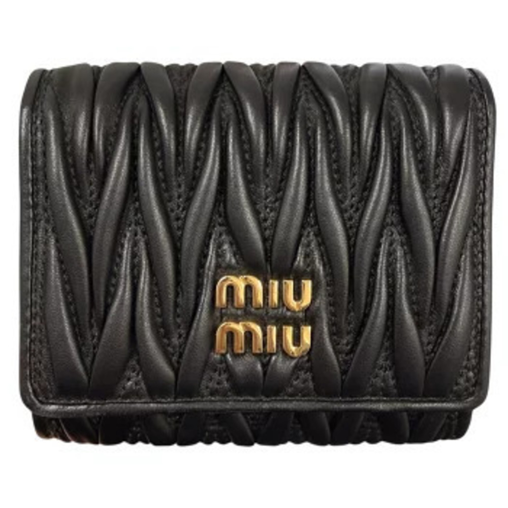 Miu Miu Matelasse Leather Tri fold Wallet Compact